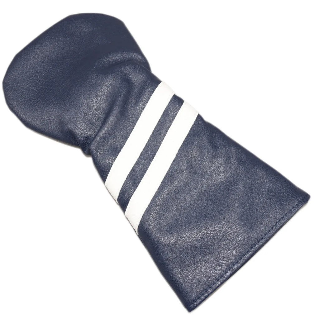 PU golf club head cover with two diagonal stripes shown in multiple colour options