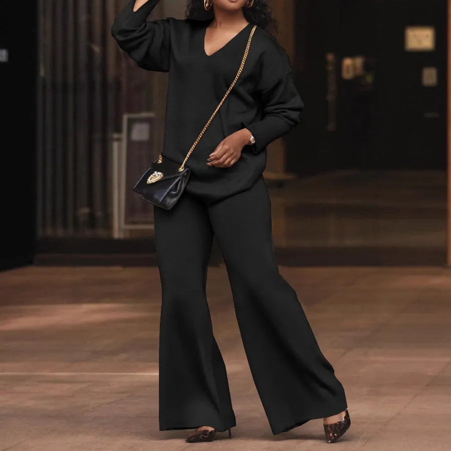Women's brown suede two-piece casual suit with split sleeves in Japanese Korean style