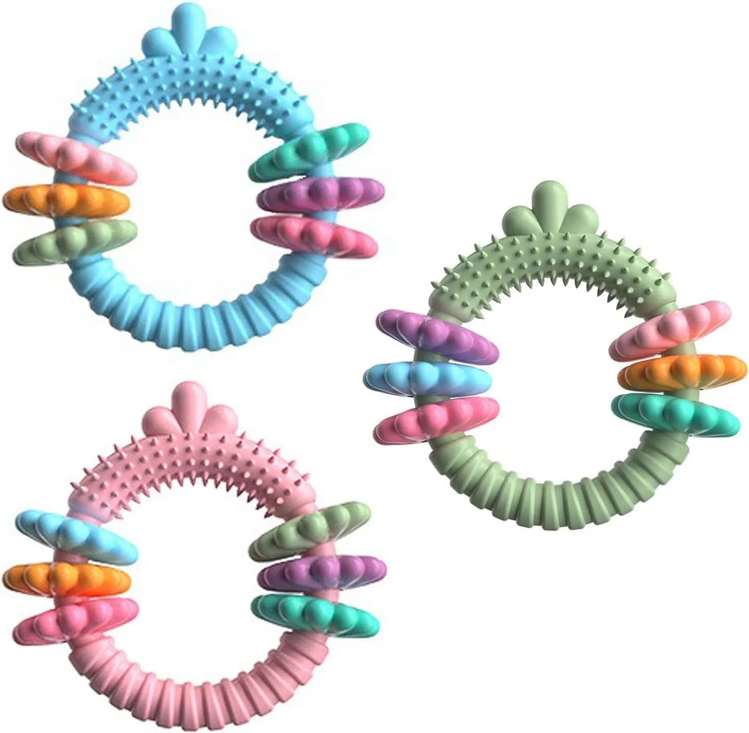 Blue TPR molar stick shaped dog chew toy for small breeds on a white background.