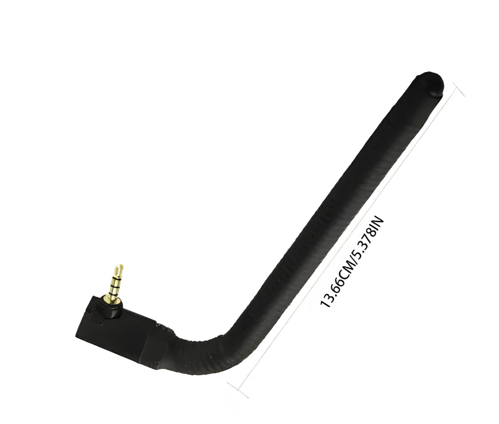 Slender black mobile phone signal booster antenna with suction cup mount for 3G 4G reception.