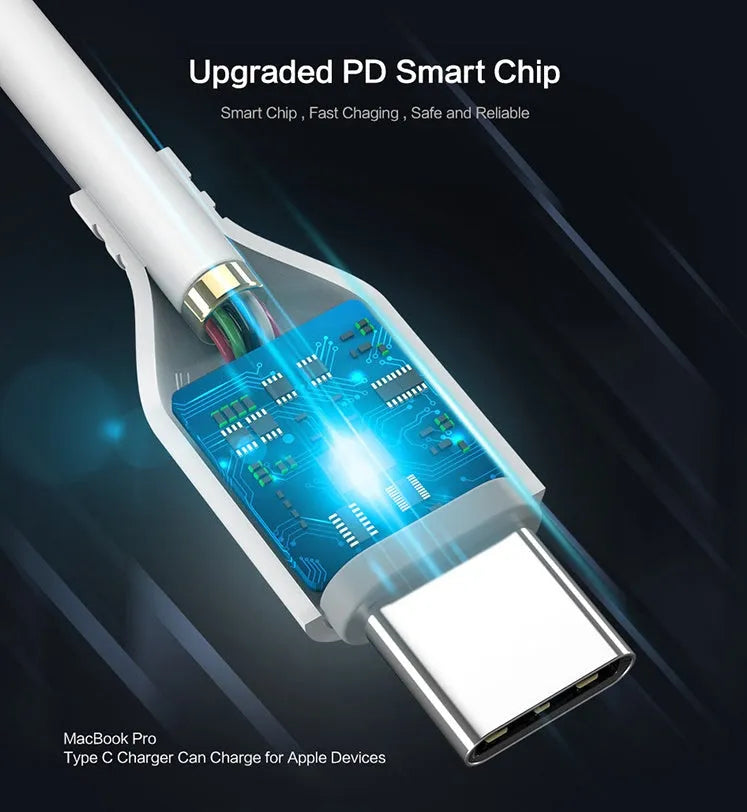 White USB-C to Lightning cable for ultra-fast iPhone charging and data transfer