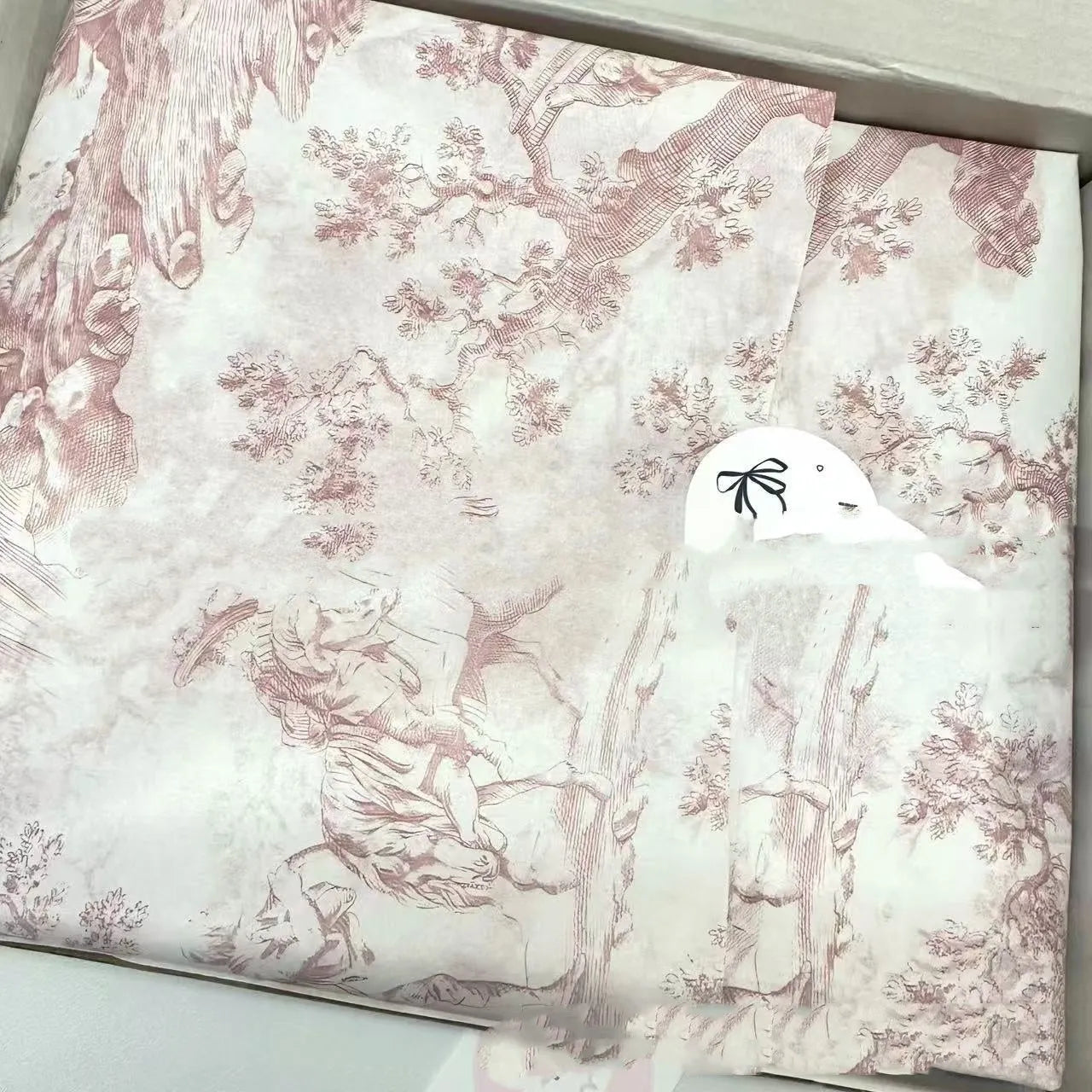 Large French MG tissue paper sheet with retro design in pink purple colour, 50 cm by 70 cm size.