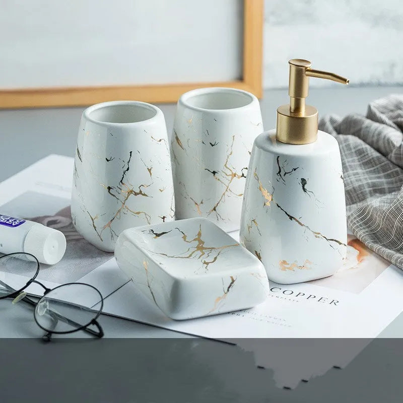 Ceramic bathroom wash set in light luxury style with decal process treatment