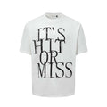 Men's blue American-style letter printed round neck T-shirt with loose fit