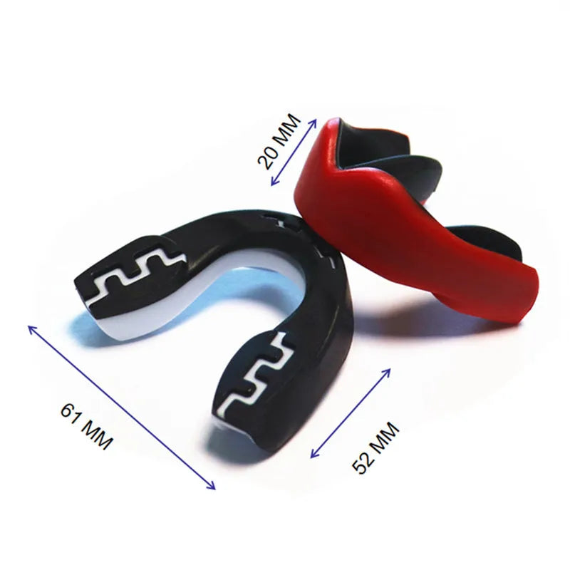 Adult boxing mouthguard with tooth socket free design in black and white printed teeth pattern