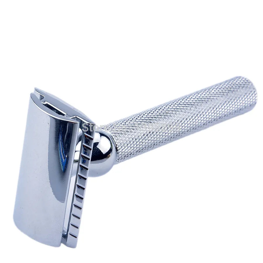 CSB double edge safety razor shaving kit with badger hair brush, chrome stand and zinc alloy bowl