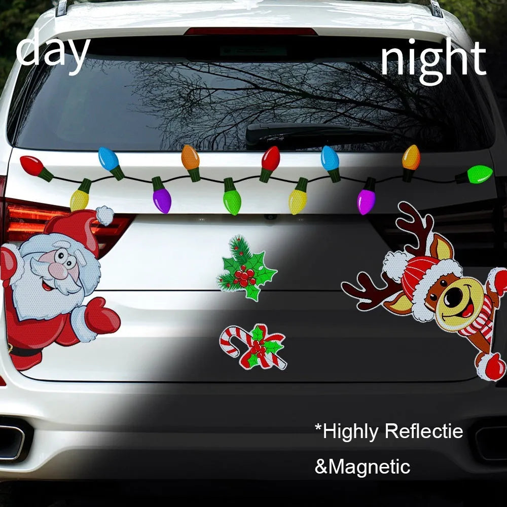 Christmas elk reflective magnetic sticker with cartoon design in medium size