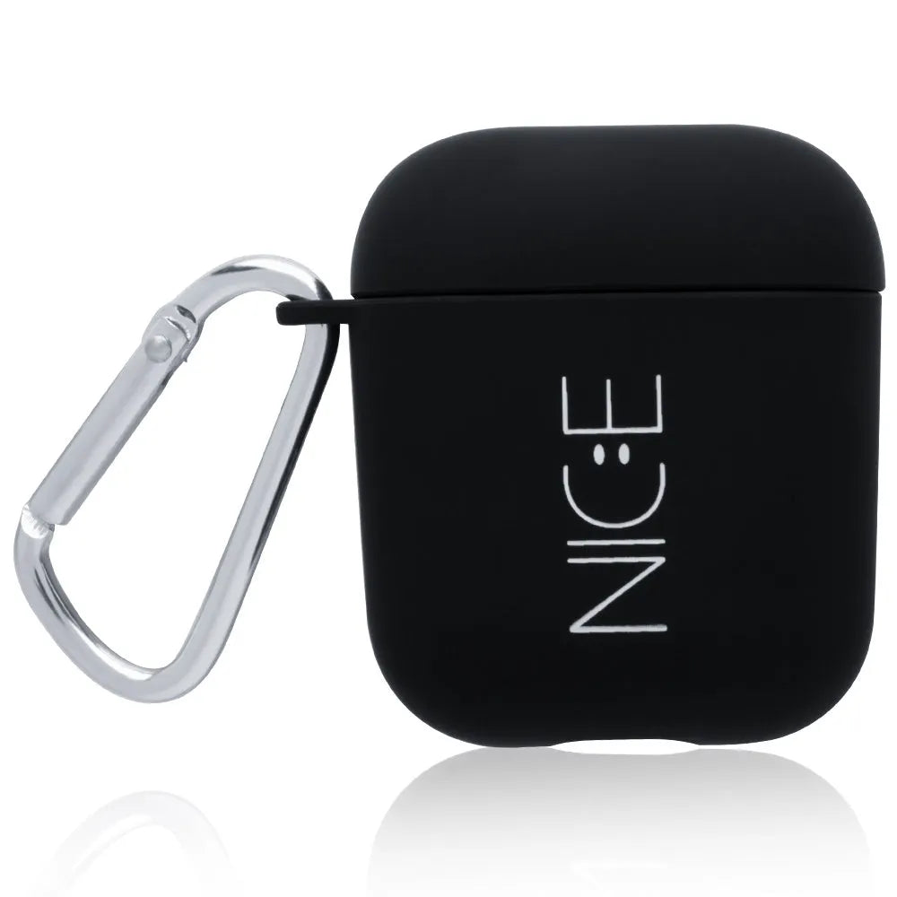 PC hard shell AirPods case cover with decorative pattern in black or pink colours