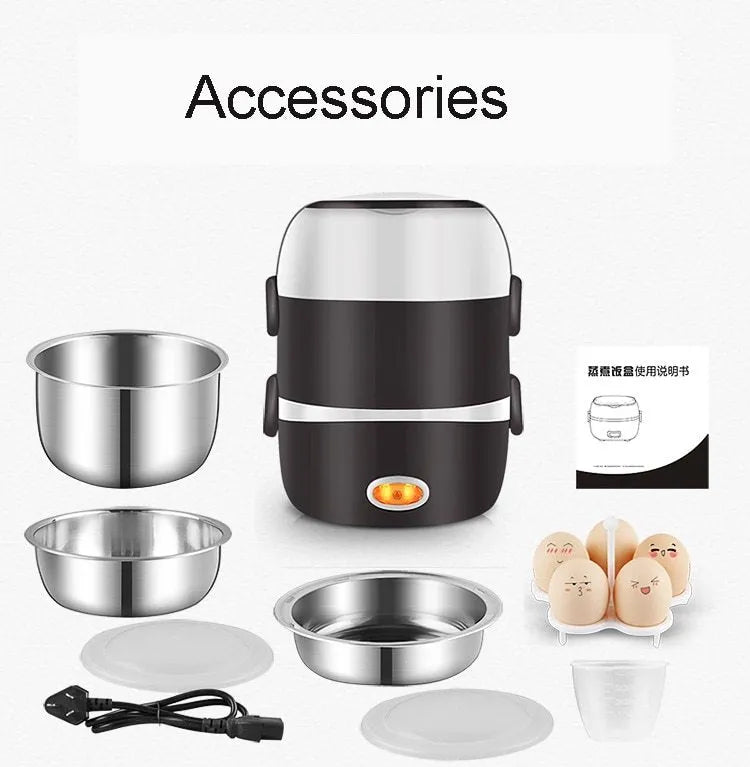USB-powered electric lunch box food warmer showing 190mm cubic design