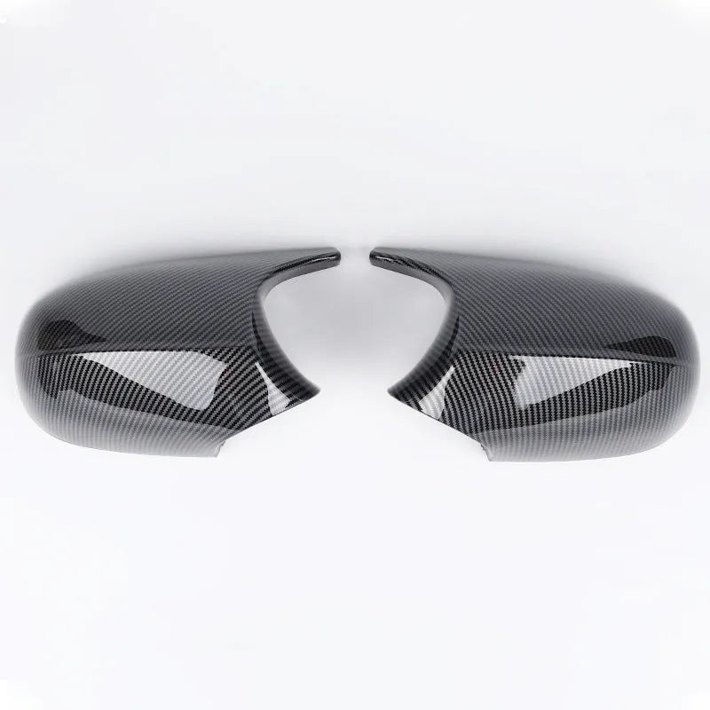 Pair of BMW 3 Series E90 rearview mirror shells in ABS plastic with black and carbon pattern finish options