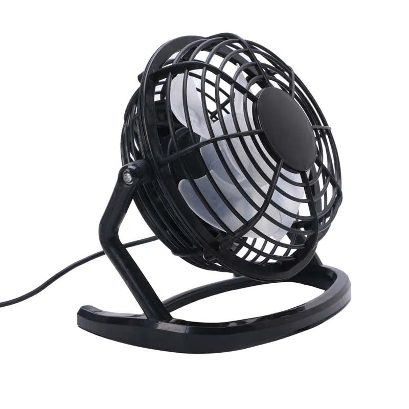 Mini portable USB desk fan with adjustable angle in black, white or blue colour options