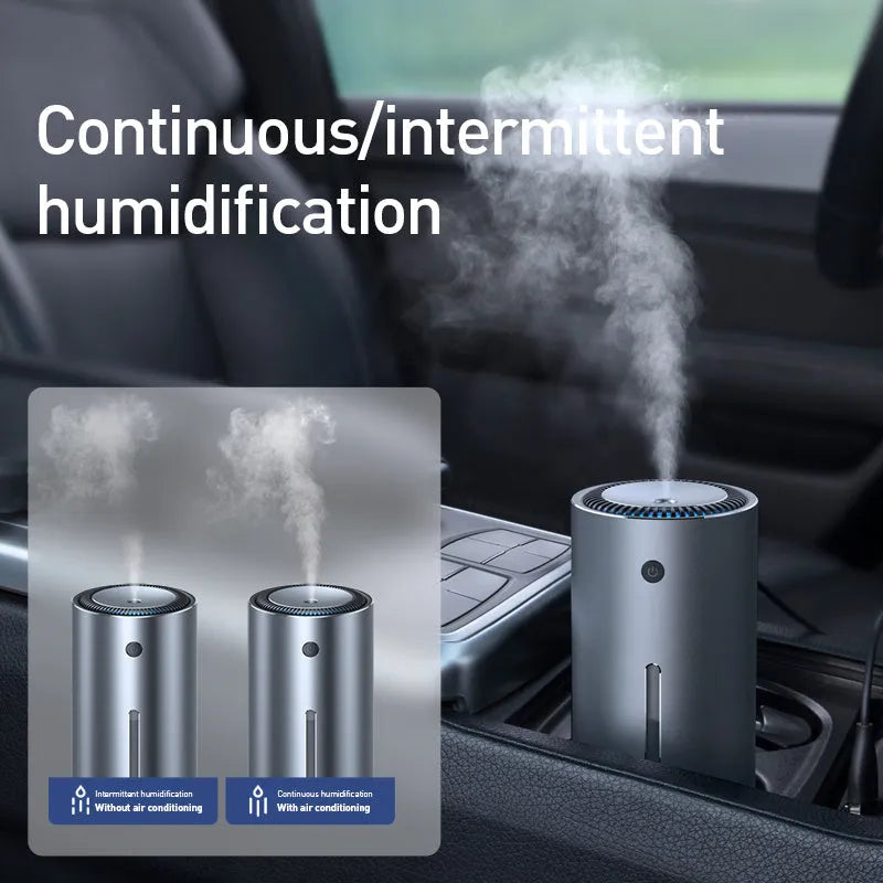 Black aluminium alloy car diffuser humidifier with air purification and aromatherapy functions
