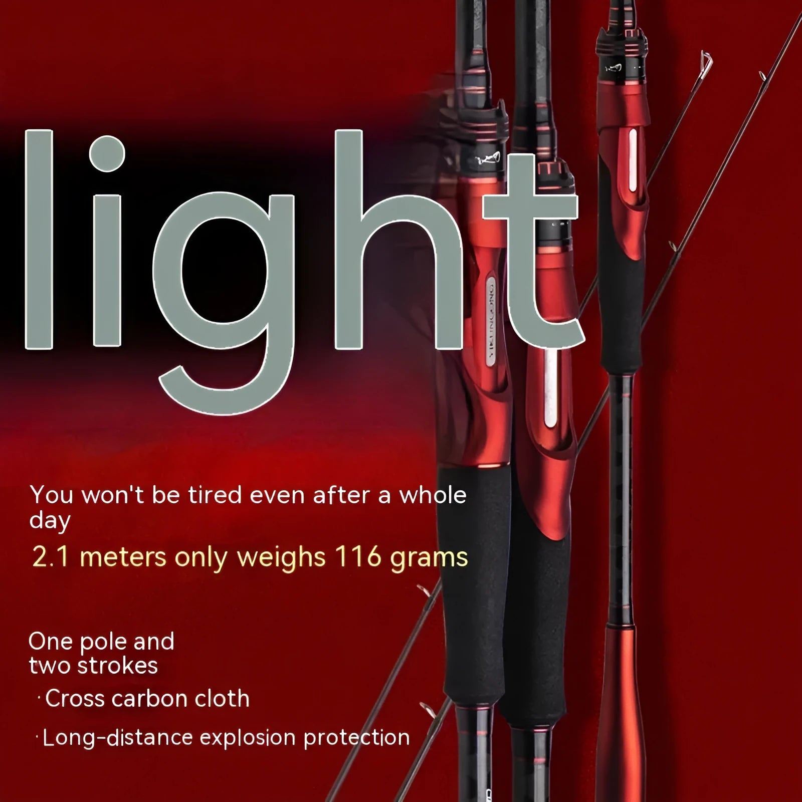Carbon fishing rod with choice of straight handle or pikestaff style for light lure fishing.