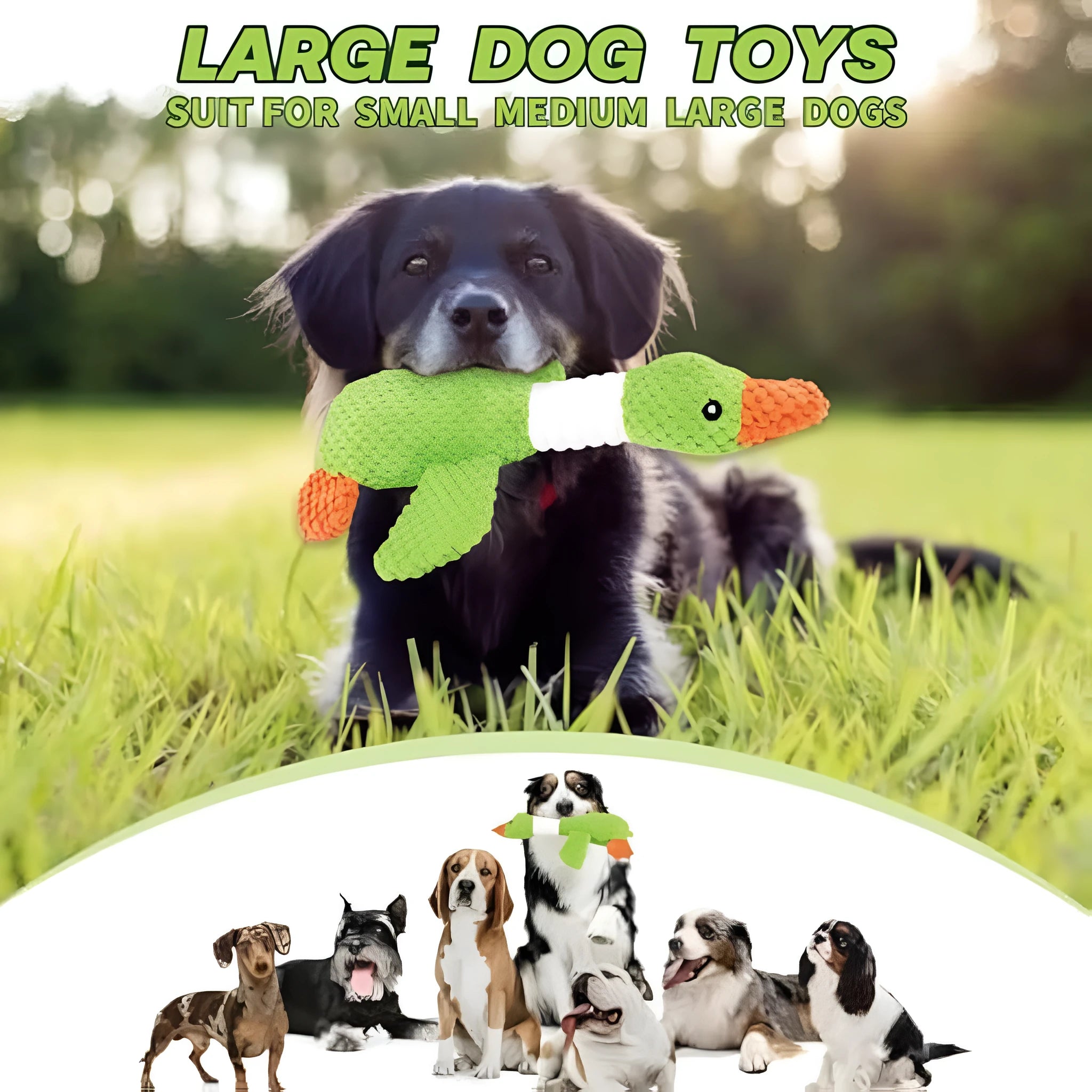 Blue duck-shaped dog plush toy with squeakers, 33cm long pineapple cotton chew toy