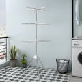 Three-layer stainless steel mobile drying rack with split plastic clips for socks, trousers and ties