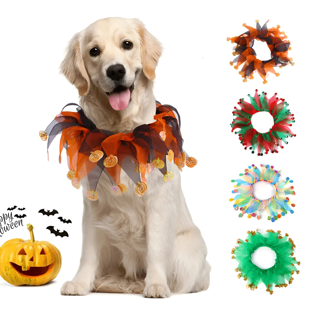 Tie dye pet dog collar with Christmas and Halloween colours adjustable free size