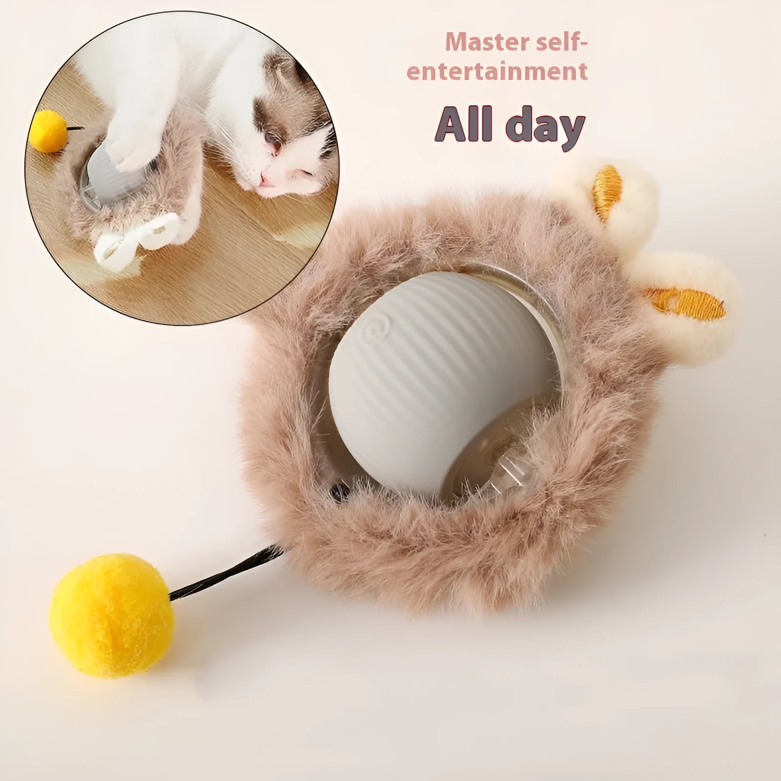 Self-moving silicone cat rolling ball toy in multiple colour options