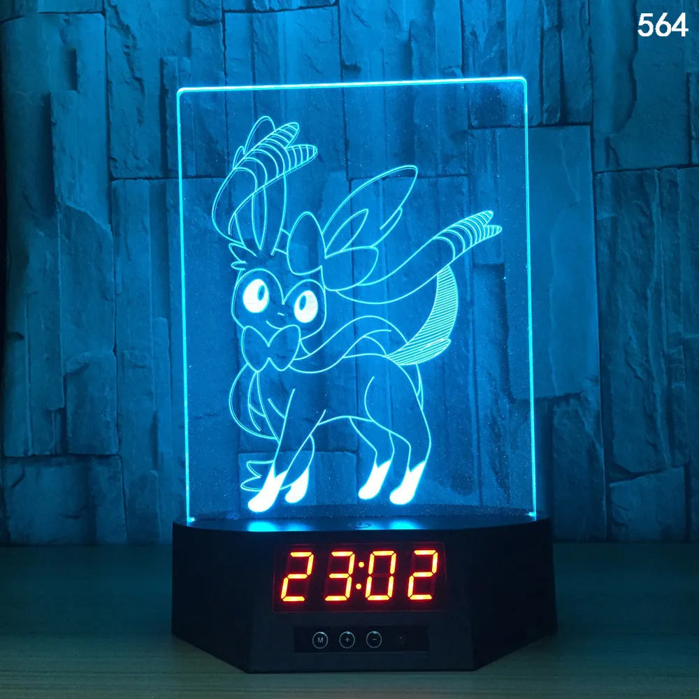 3D blue dolphin LED table night light with remote control on wooden surface