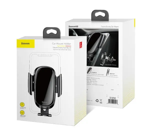 Universal smart car bracket with adjustable silicone arms, mounted on a car air vent holding a mobile phone.