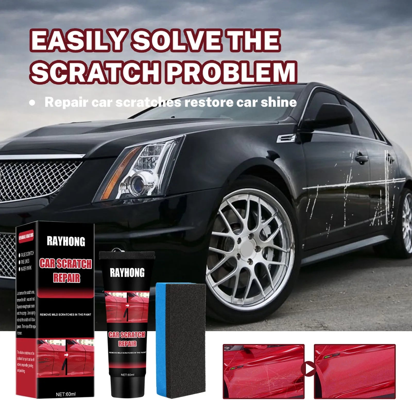 60ml car scratch repair wax bottle with applicator for paint surface maintenance