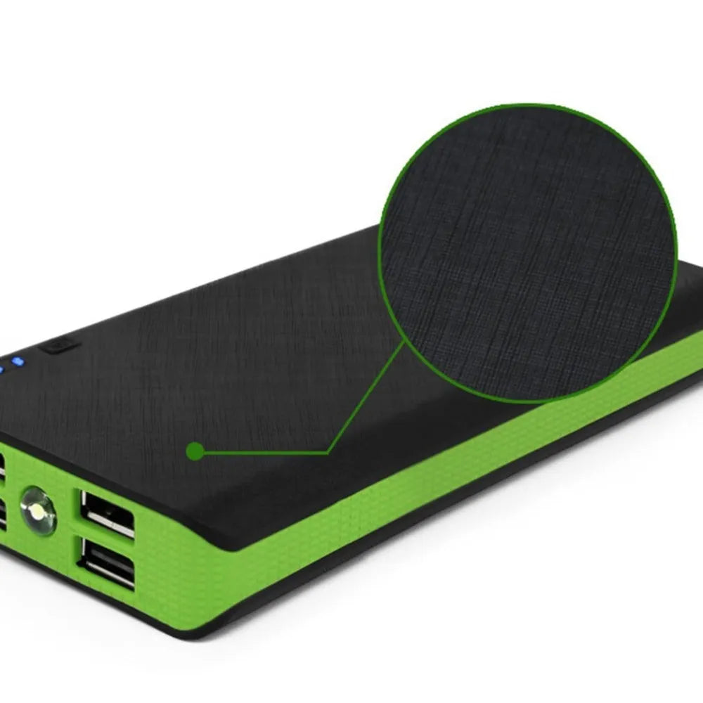 20000mAh portable power bank in blue, green, orange, red, or black colours