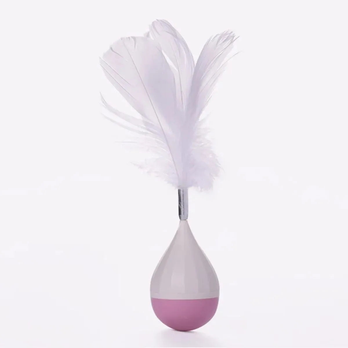 Feather tumbler cat toy showing green colour option with tease stick and goose feather attachment