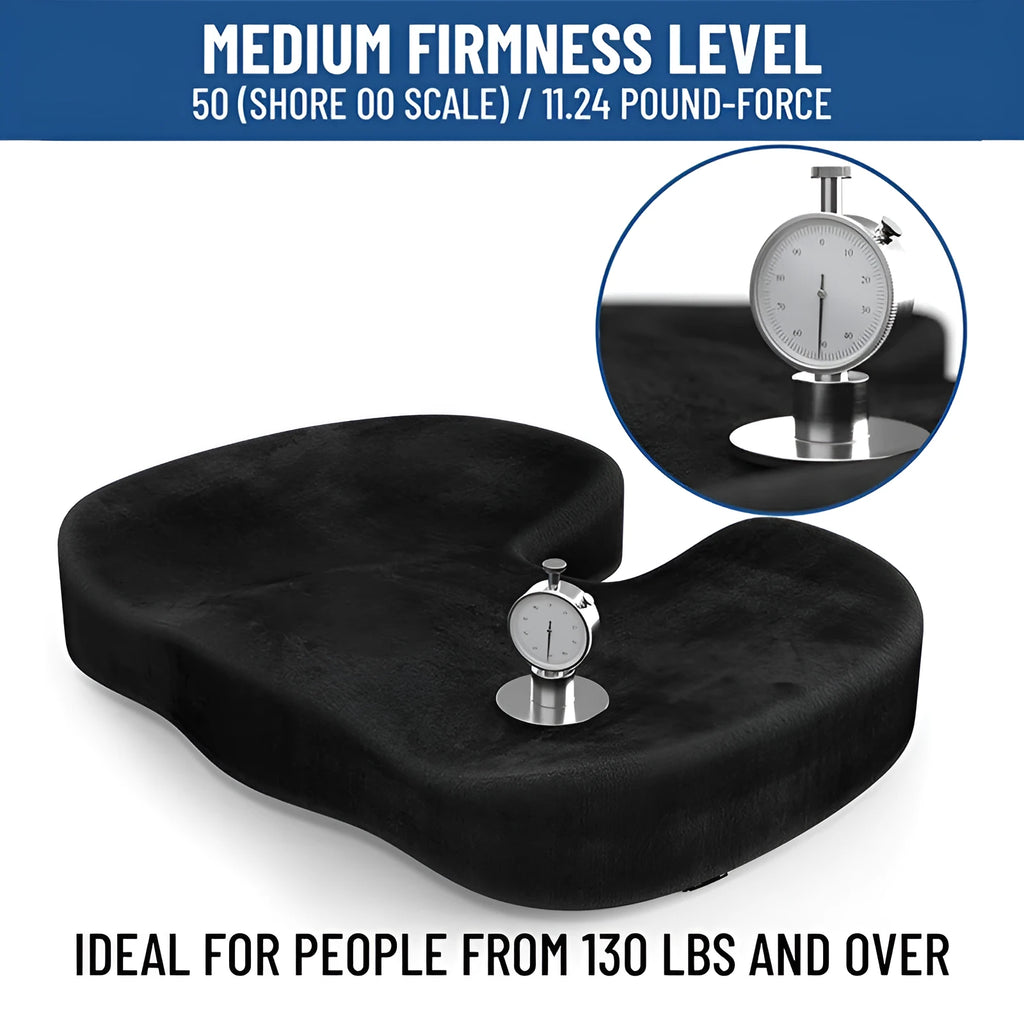 Black flannel U-shaped memory foam seat cushion for office chair