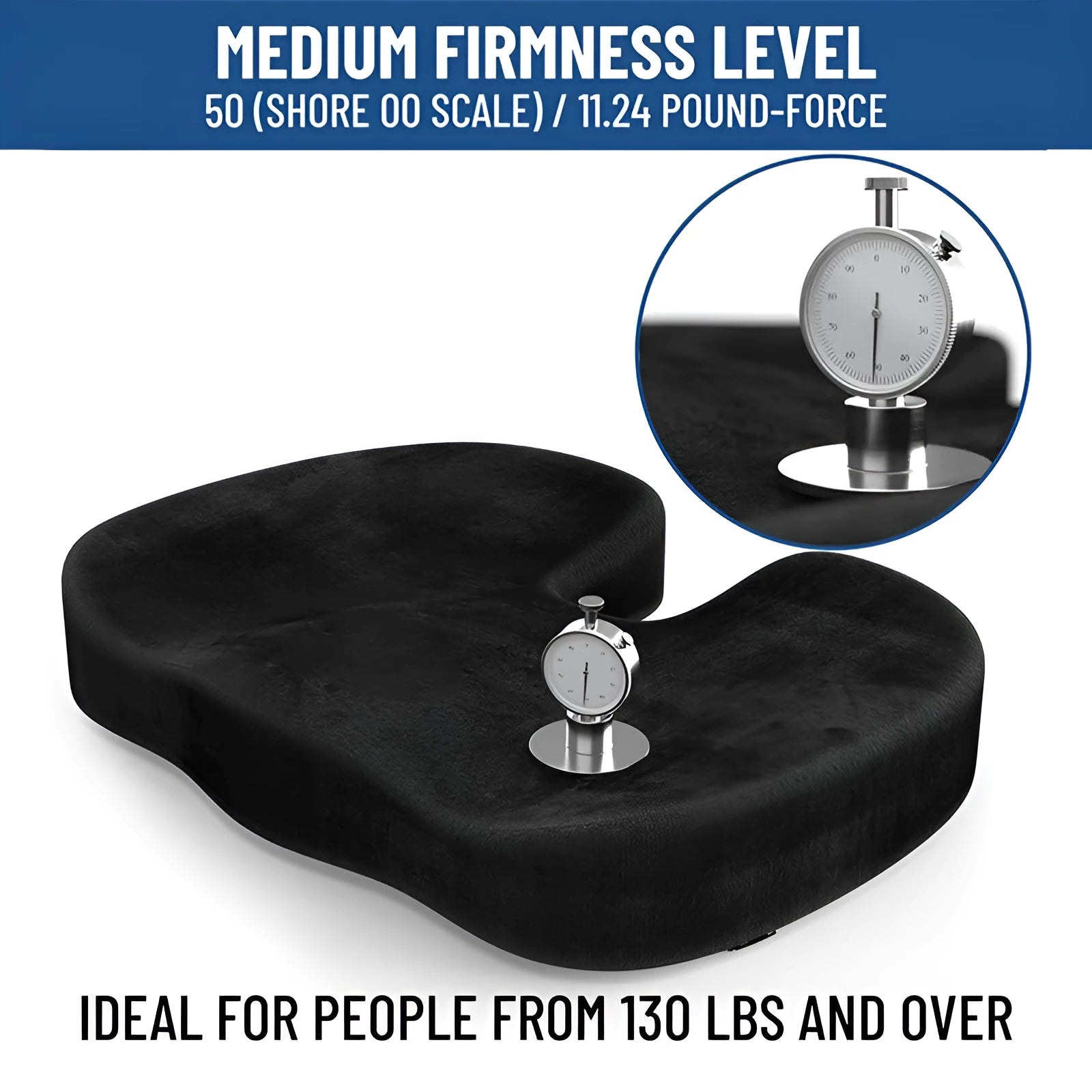 Black flannel U-shaped memory foam seat cushion for office chair