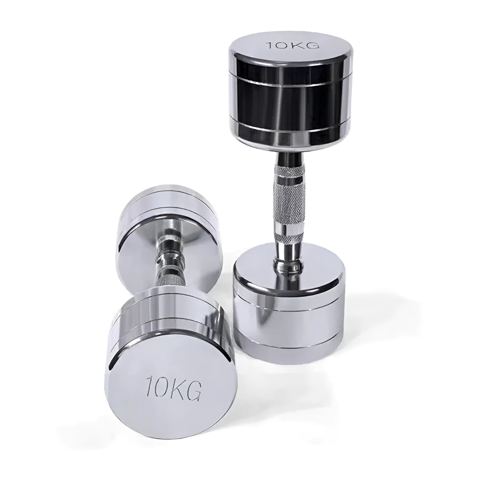 Silver pure steel 1kg dumbbell with electroplated finish and ergonomic handle