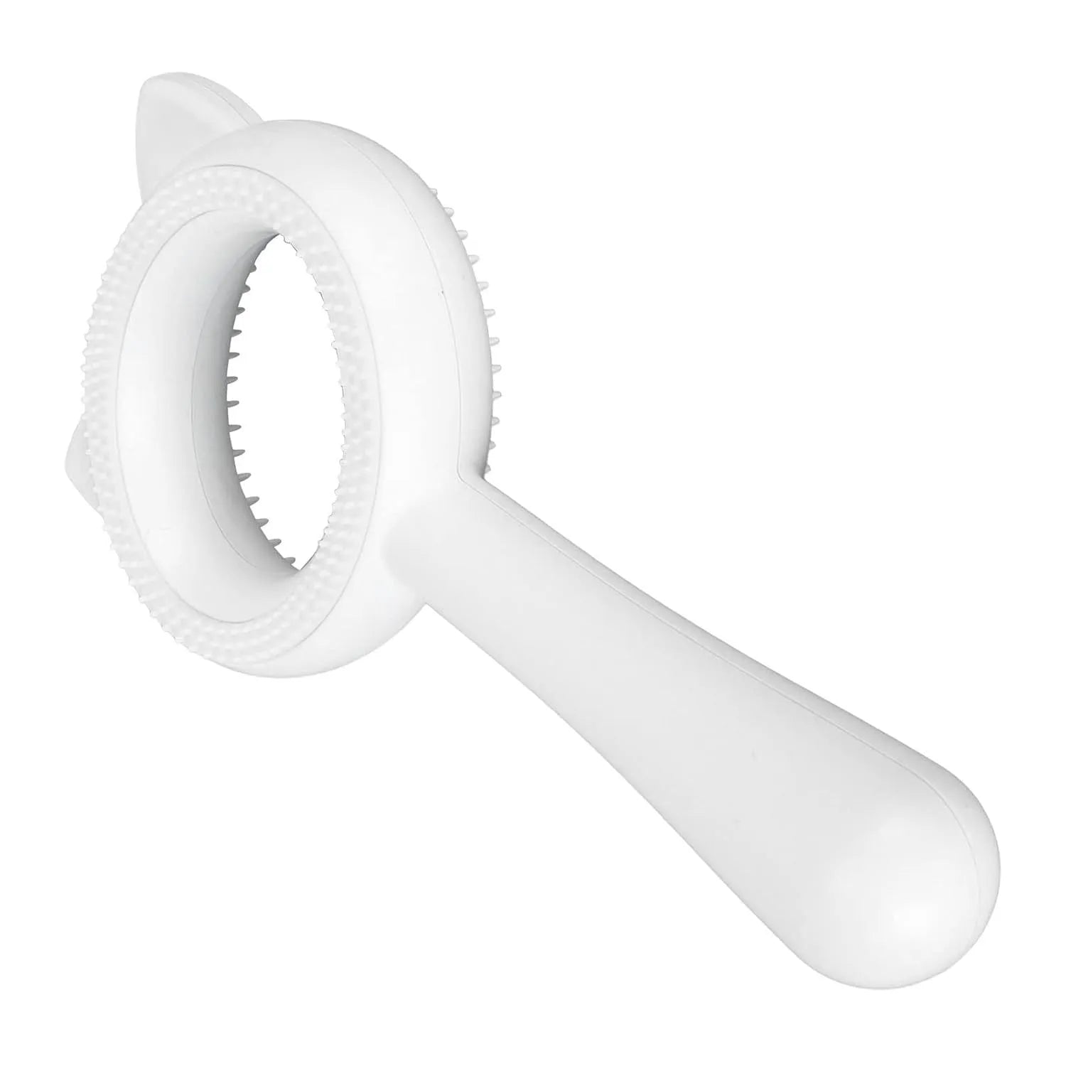Double-sided blue pet grooming brush with comfortable handle for cats and dogs