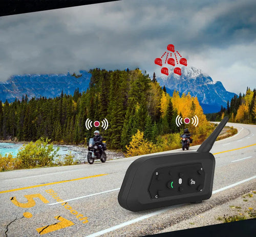 All Five Motorcycle Helmet Bluetooth Intercom V6pro unit with mounting clip and charging cable