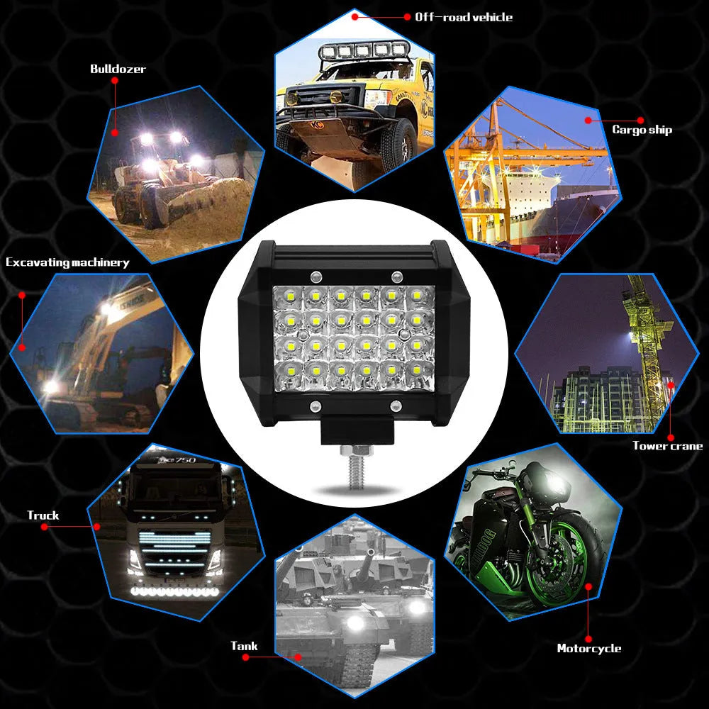 Black 4 row LED strip light with aluminium housing and stainless steel brackets for vehicle lighting modification