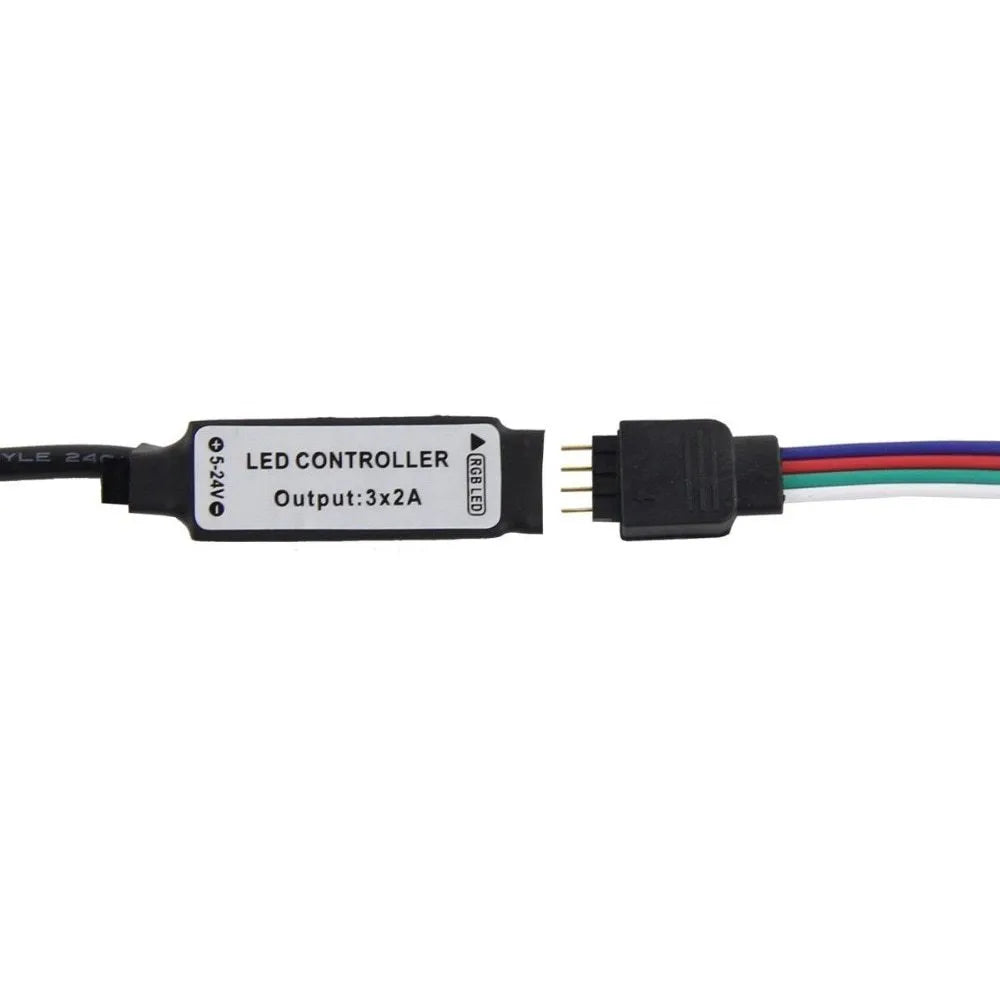 1 metre long USB-powered LED light strip showing multiple colour options including white, blue, and red LEDs.