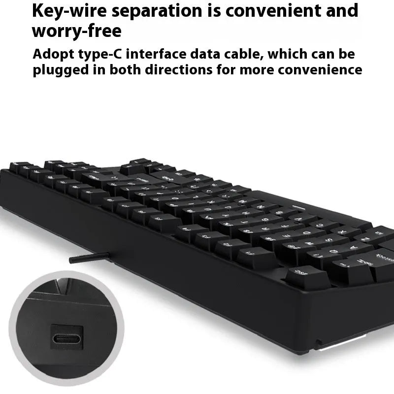 87-key wired mechanical gaming keyboard with multi-colour keycaps on a metal body.