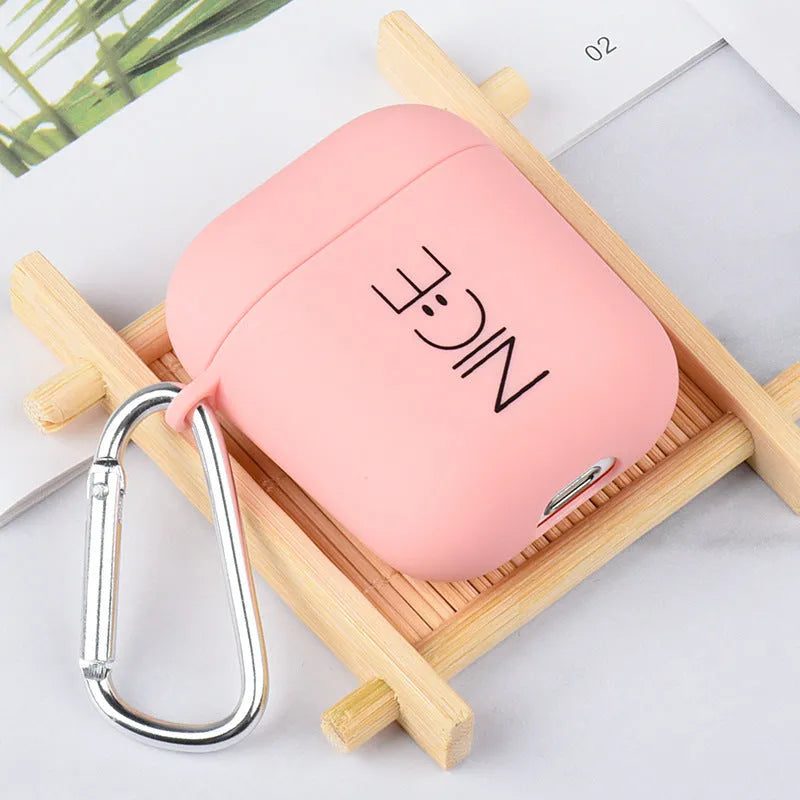 PC hard shell AirPods case cover with decorative pattern in black or pink colours