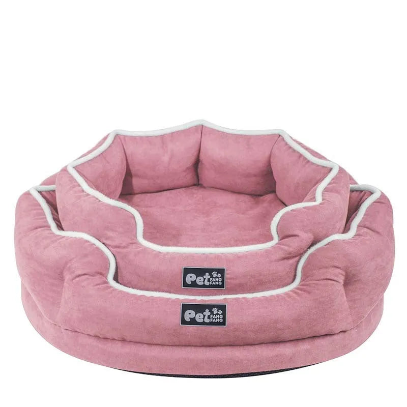 Memory foam pet sofa cushion in washable cloth, available in blue, pink and grey in sizes S and L