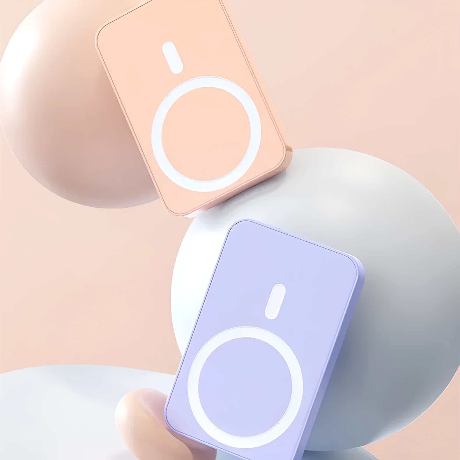 Pink purple white magnetic wireless power bank 20000mAh with plastic case