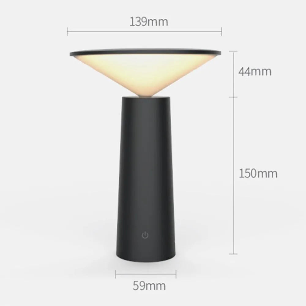 Black or white USB rechargeable LED reading lamp with touch sensor and adjustable lamp head.