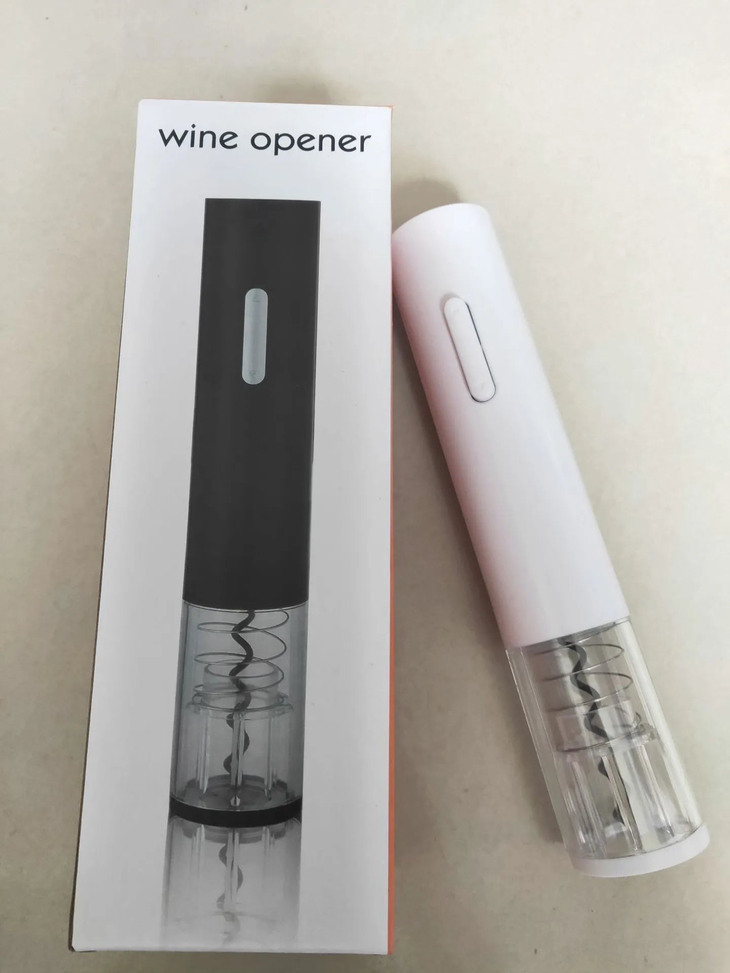 Automatic electric wine bottle opener with foil cutter in red, black, and white colour options.