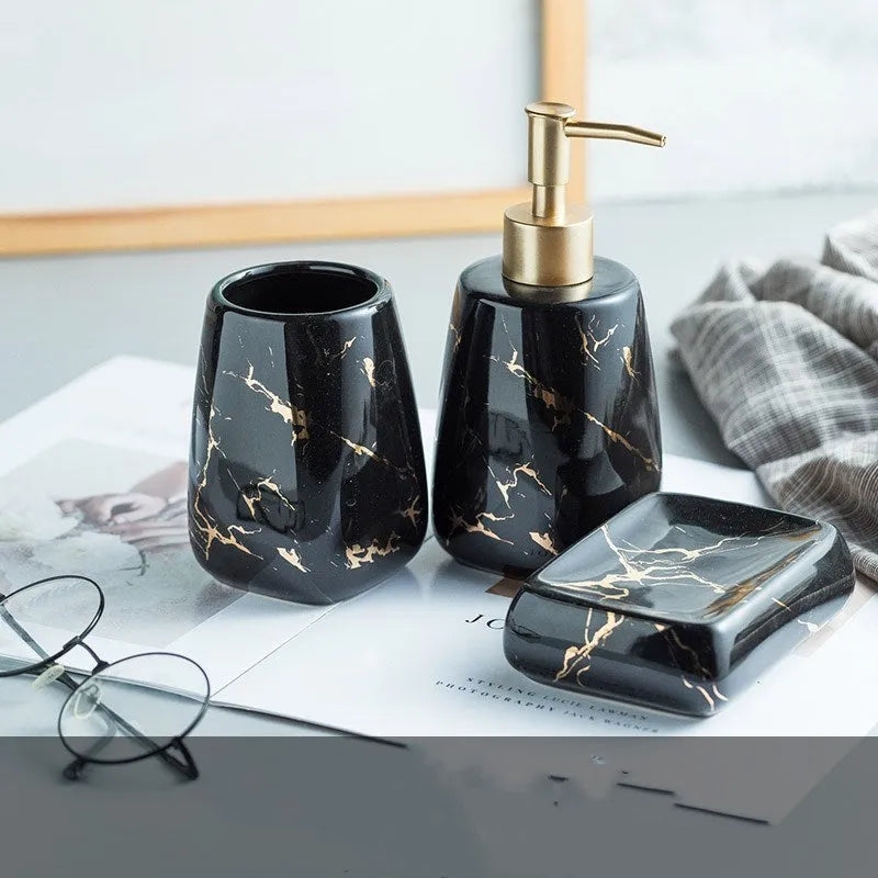 Ceramic bathroom wash set in light luxury style with decal process treatment