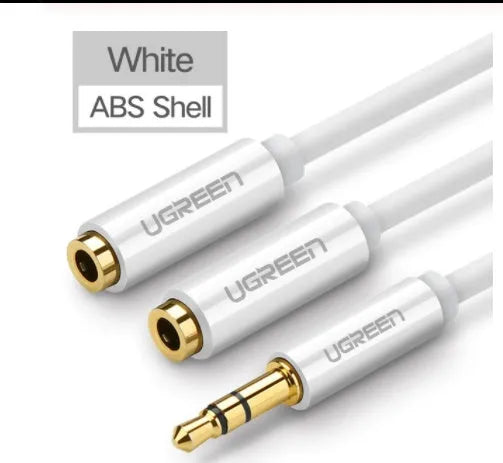 Short 20cm black earphone replacement cable with 3.5mm gold-plated plug.