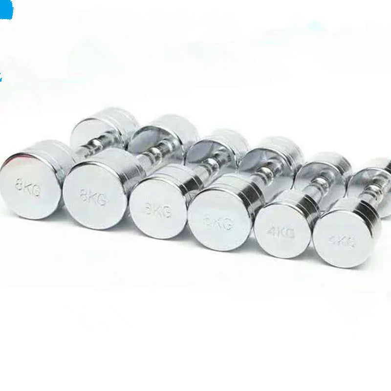 Silver pure steel 1kg dumbbell with electroplated finish and ergonomic handle