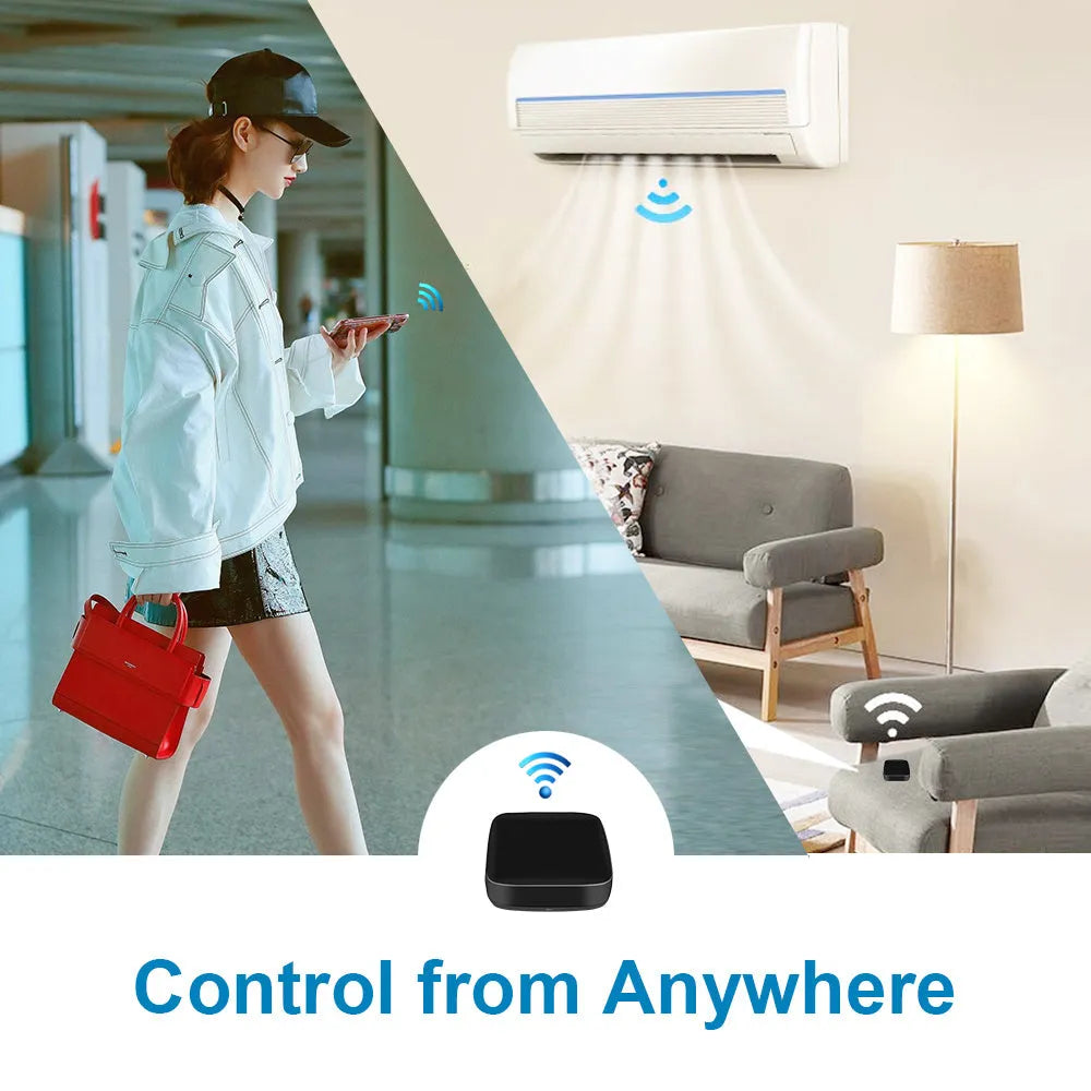 Black voice control universal infrared remote control with WiFi connectivity