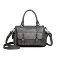Large capacity vintage messenger bag in horizontal square shape with contrast stitching