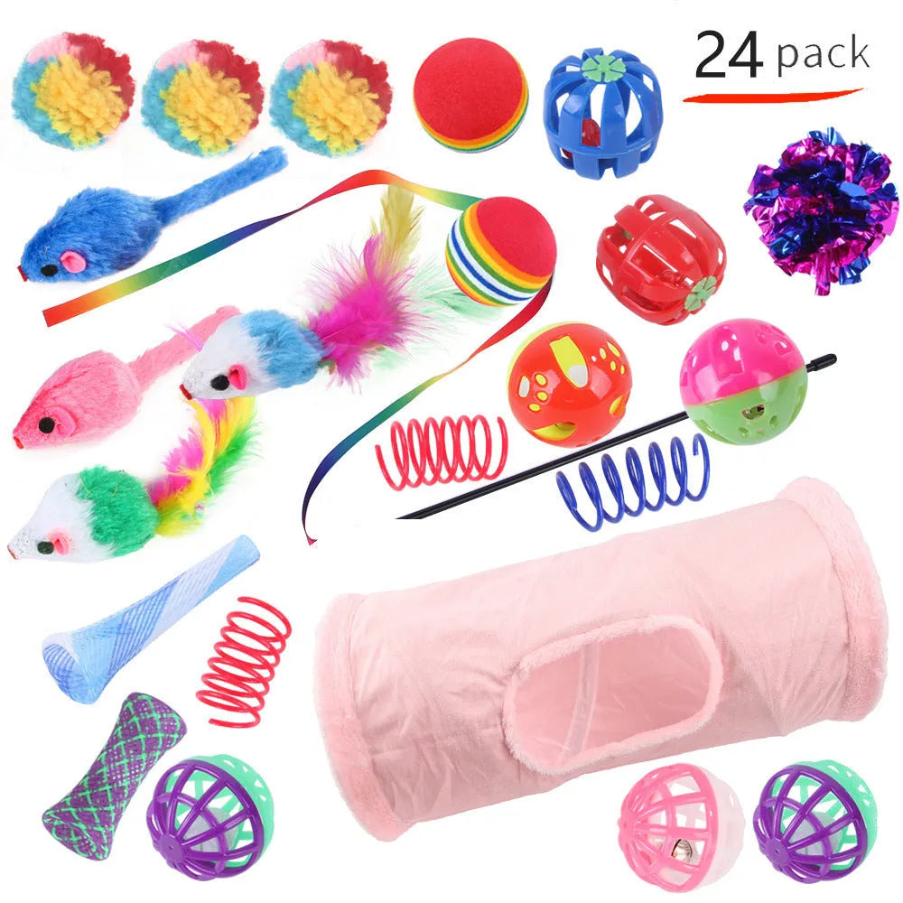 Plastic cat channel toy maze with colourful tracks and accessories for feline play