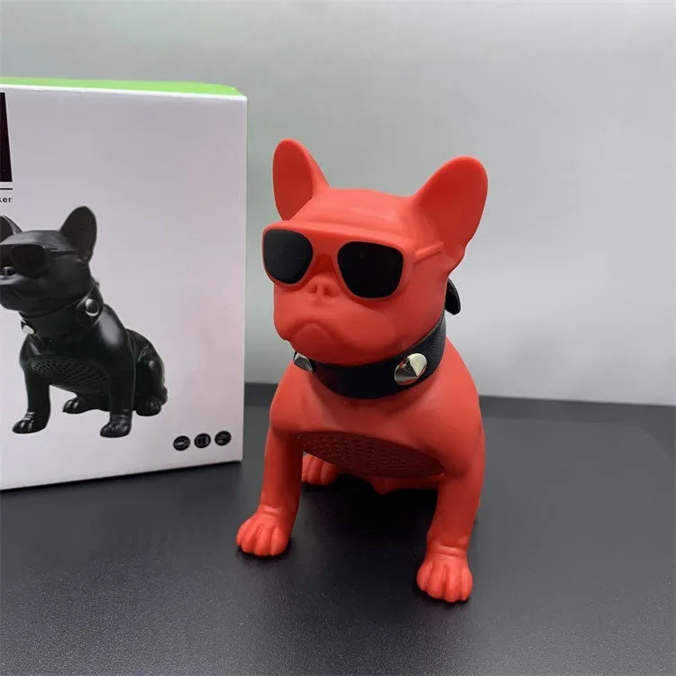 Mini bulldog-shaped Bluetooth wireless speaker in black, red, or white colours