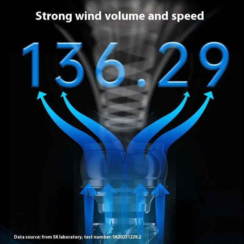 White bladeless tower fan with remote control on floor next to desk