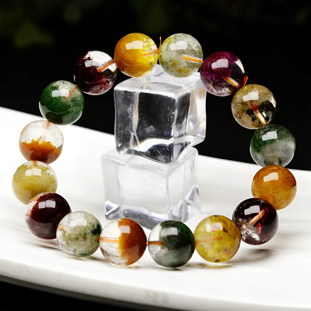 Crystal ball bracelet with colourful ghost cornucopia pattern and 10mm beads in ethnic style