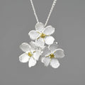 Sterling silver pastoral style flower pendant jewellery with hand-designed Myosotis sylvatica motif