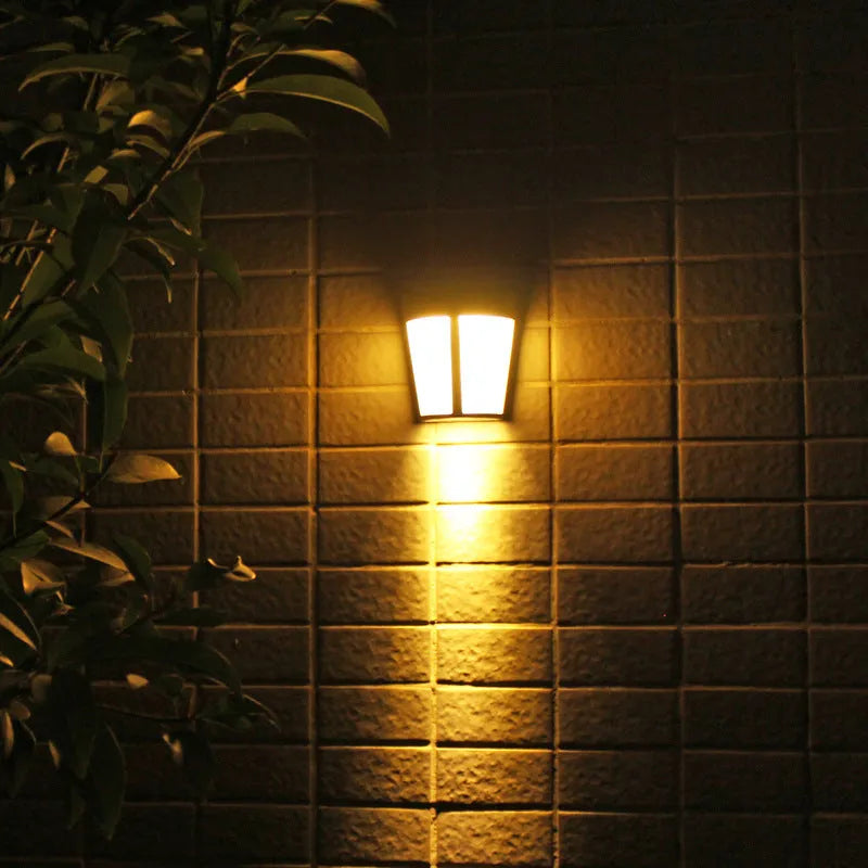 White solar wall lamp with 6 LEDs for outdoor garden lighting